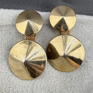 Vintage Hobe Clip On Earrings Gold Tone Ka Fu Statement 80s
